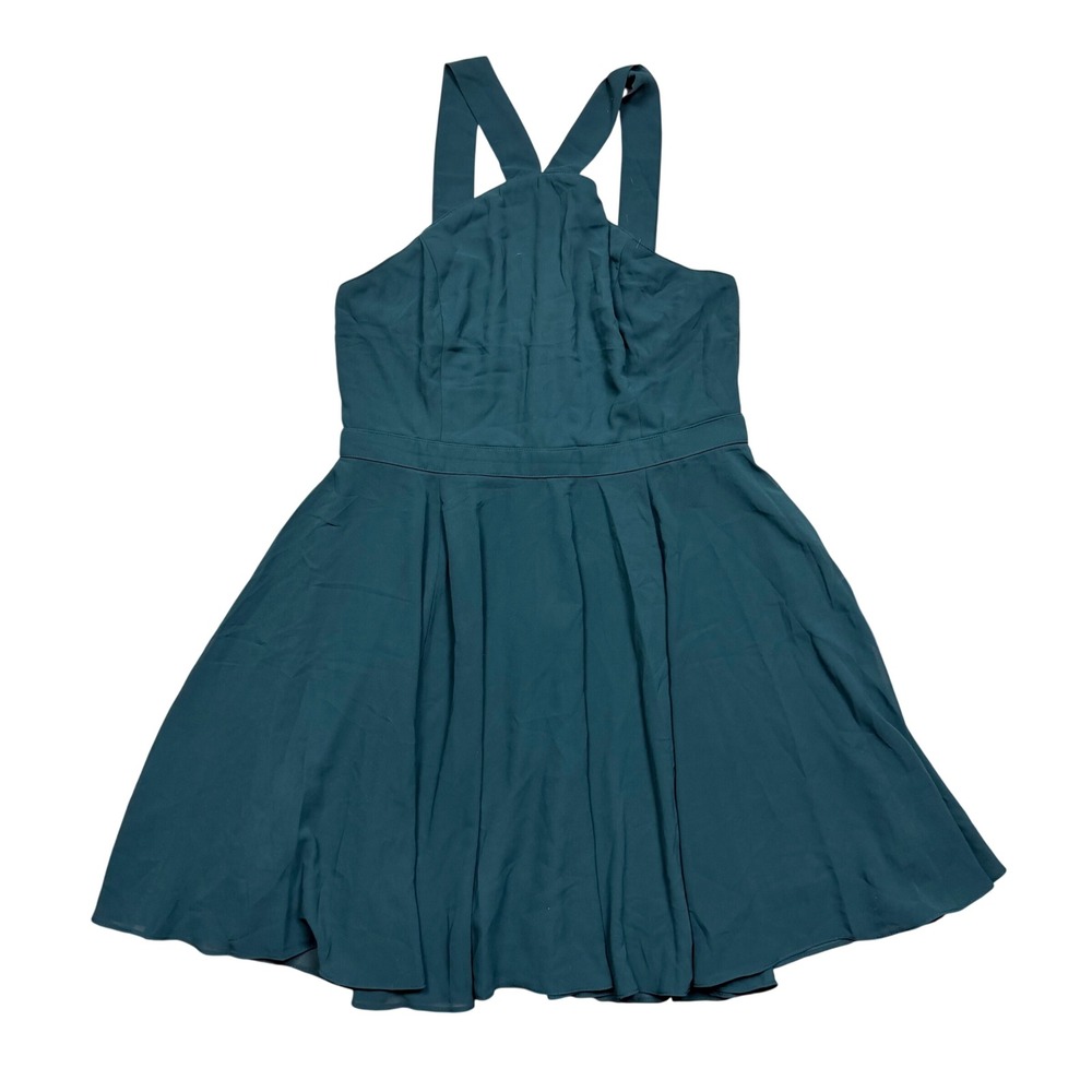 NWT Lulus Forevermore Emerald Green Skater Dress Chiffon Mini Size XL - Picture 3 of 8